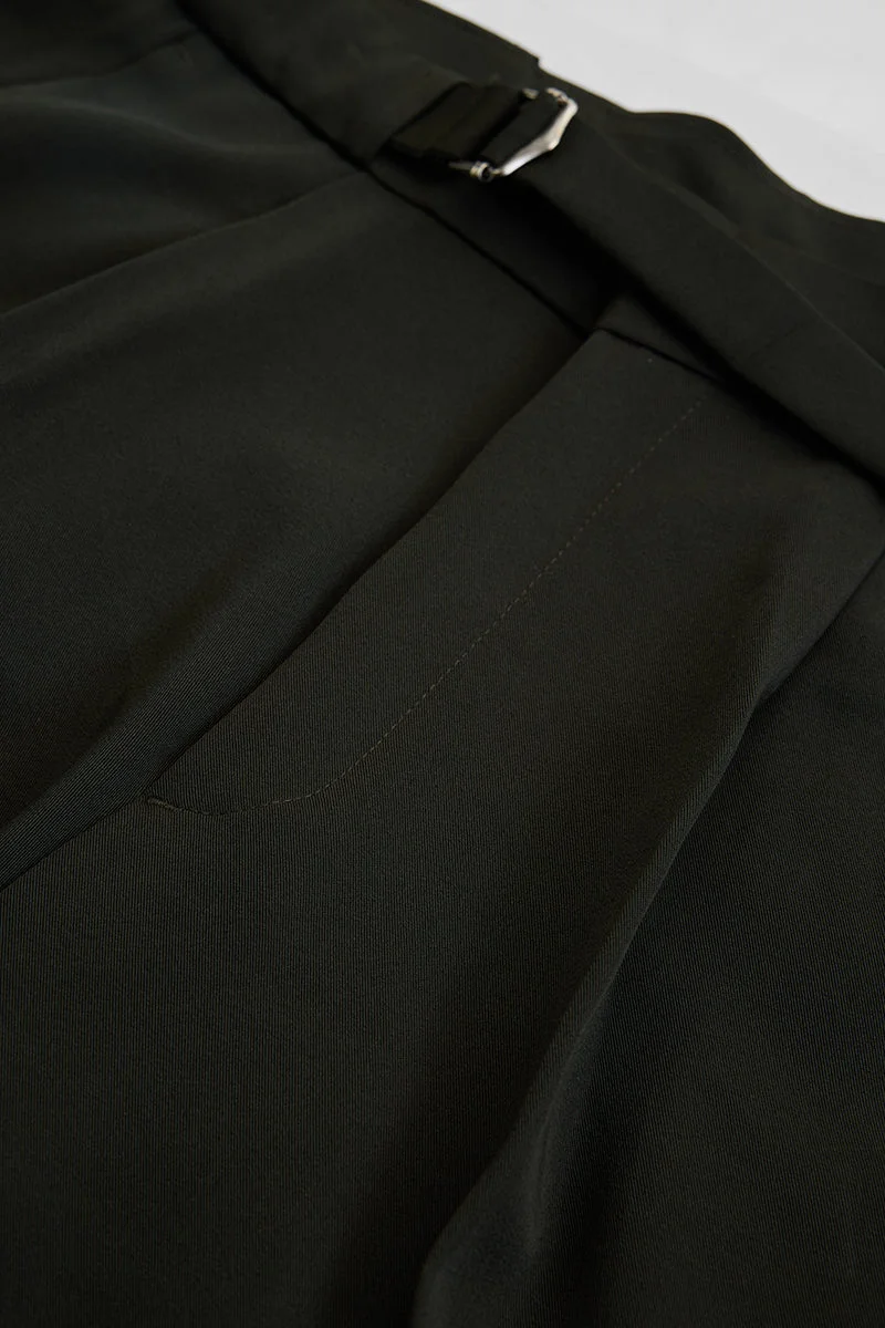 SNITCH بنطلون كوري واسع باللون الأخضر الداكن