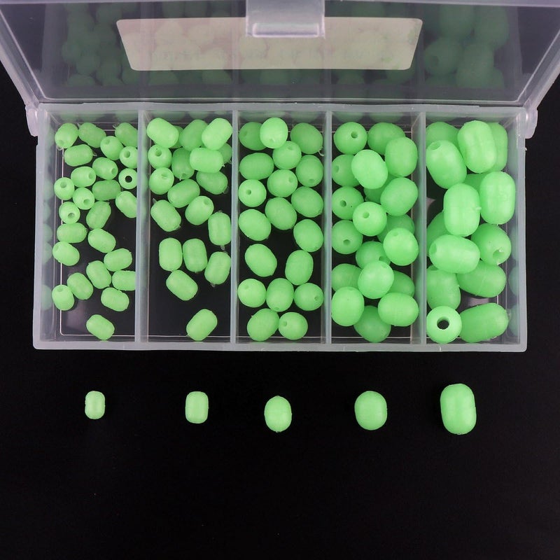 OriGlam 100pcs Soft Plastic Luminous Glow Fishing Beads - Green Fishing Tackle - Image 4