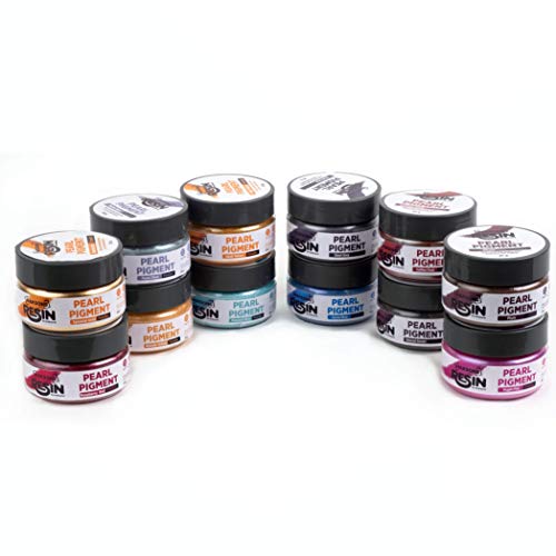 Haksons Non-Toxic Pearl/Mica Pigment Powders for Epoxy Resin, Soap, Painting, Art and Craft Projects (Pack of 12) - 20 grams Mica Powder each. (most popular Resin Colour Pigments) - Image 1