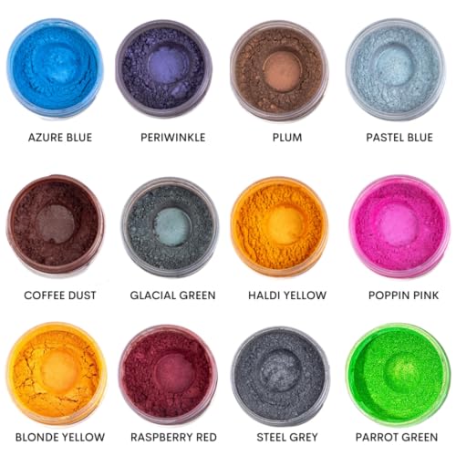 Haksons Non-Toxic Pearl/Mica Pigment Powders for Epoxy Resin, Soap, Painting, Art and Craft Projects (Pack of 12) - 20 grams Mica Powder each. (most popular Resin Colour Pigments) - Image 2