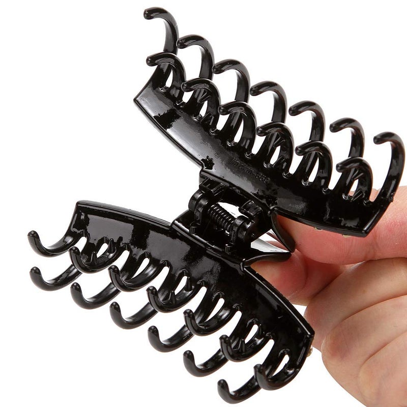 LONEEDY 3PCS Strong Hold Hair Claw Clips, Rhinestone Flower Double Teeth Jaw Clips (L-White + purple + blue) - Image 4