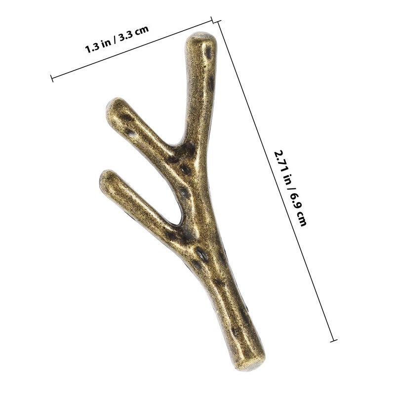 Vintage Metal Branch Drawer Handles 4PCS Retro Single Hole Cabinet Pulls - Image 3