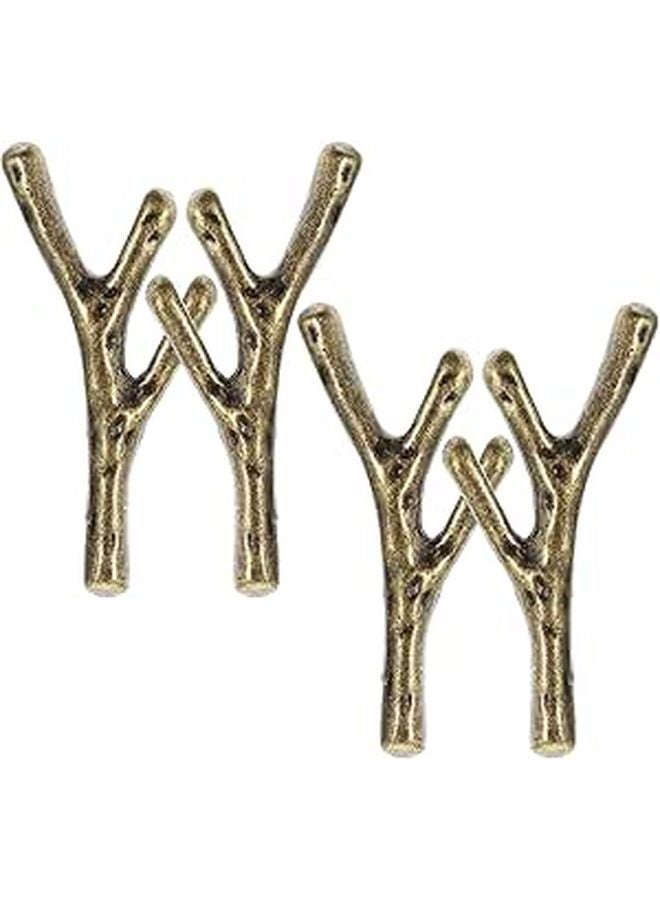 Vintage Metal Branch Drawer Handles 4PCS Retro Single Hole Cabinet Pulls - Image 1