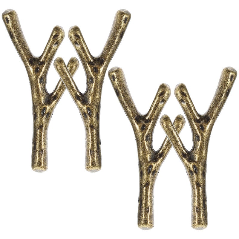 Vintage Metal Branch Drawer Handles 4PCS Retro Single Hole Cabinet Pulls - Image 2