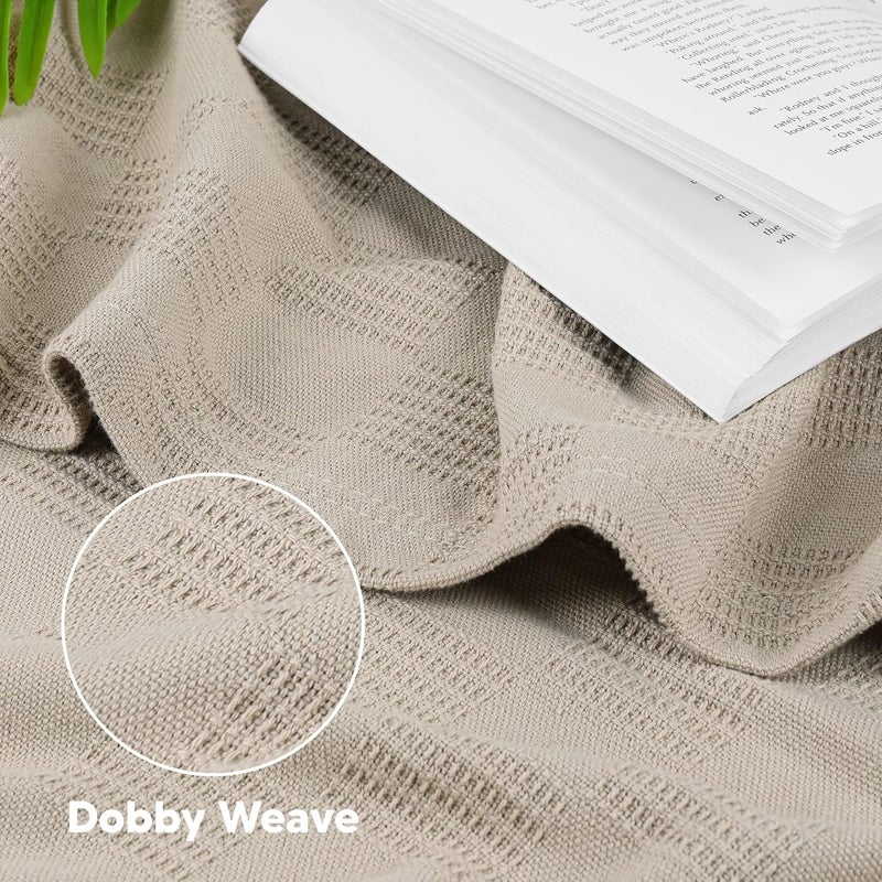 Utopia Bedding 100% Cotton Blanket (Throw Size - 60x50 Inches) 350GSM Lightweight Thermal Blanket, Soft Breathable Blanket for All Seasons (Khaki) - Image 3