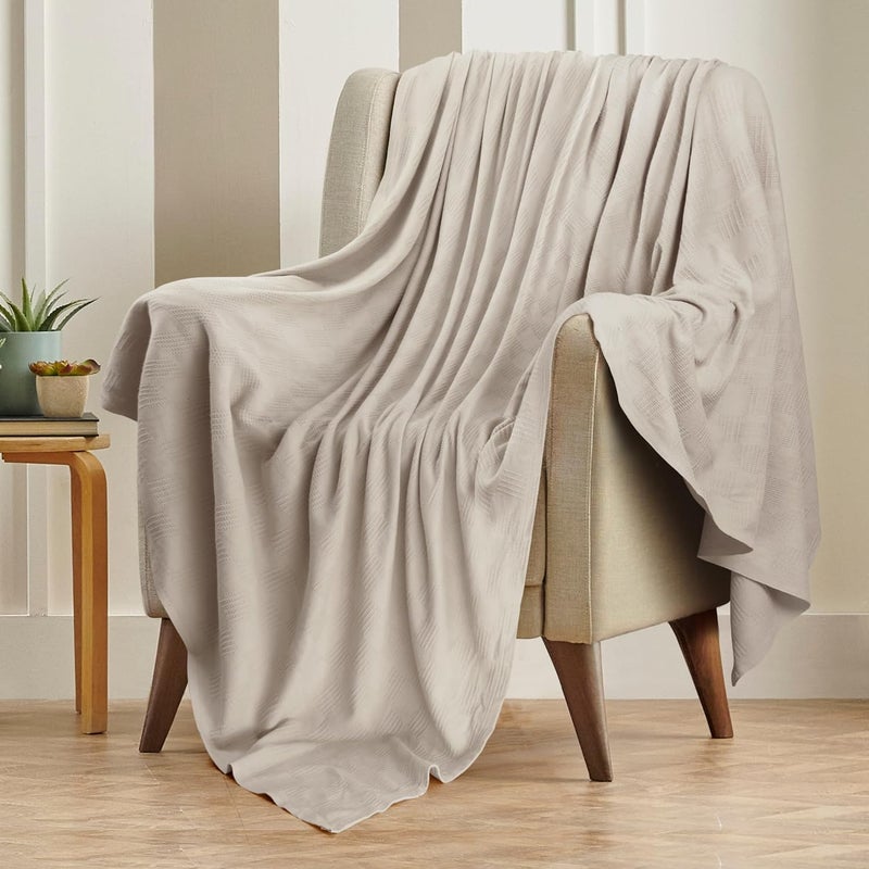 Utopia Bedding 100% Cotton Blanket (Throw Size - 60x50 Inches) 350GSM Lightweight Thermal Blanket, Soft Breathable Blanket for All Seasons (Khaki) - Image 5