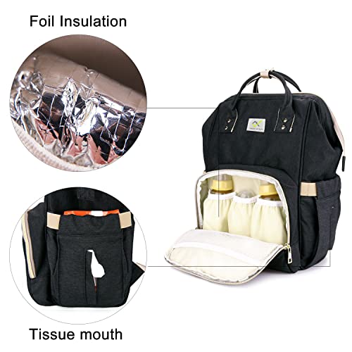 House of Quirk Baby Diaper Bag Maternity Backpack (Black) - Image 2