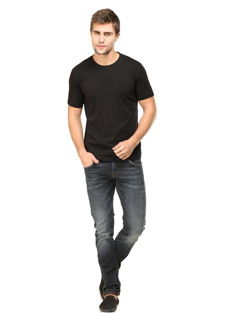 RSO Outfits Black Men's Half Sleeve Round Neck Cotton Tshirt  - Image 5