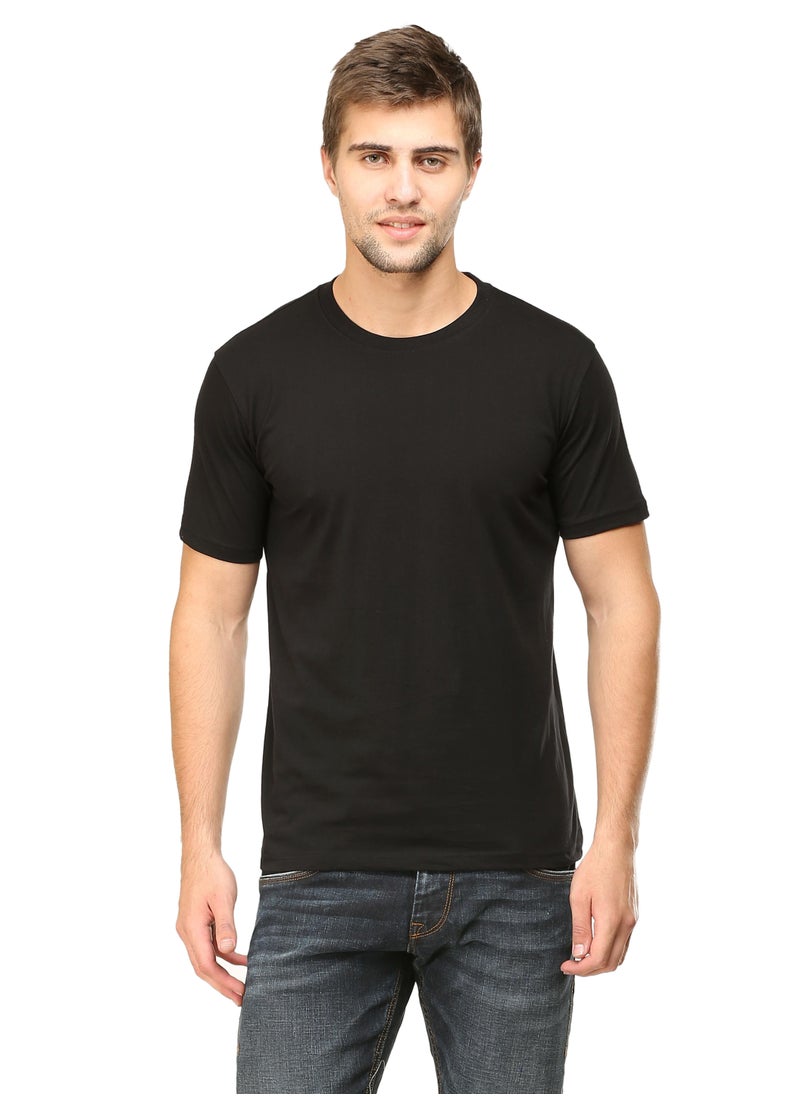 RSO Outfits Black Men's Half Sleeve Round Neck Cotton Tshirt  - Image 1