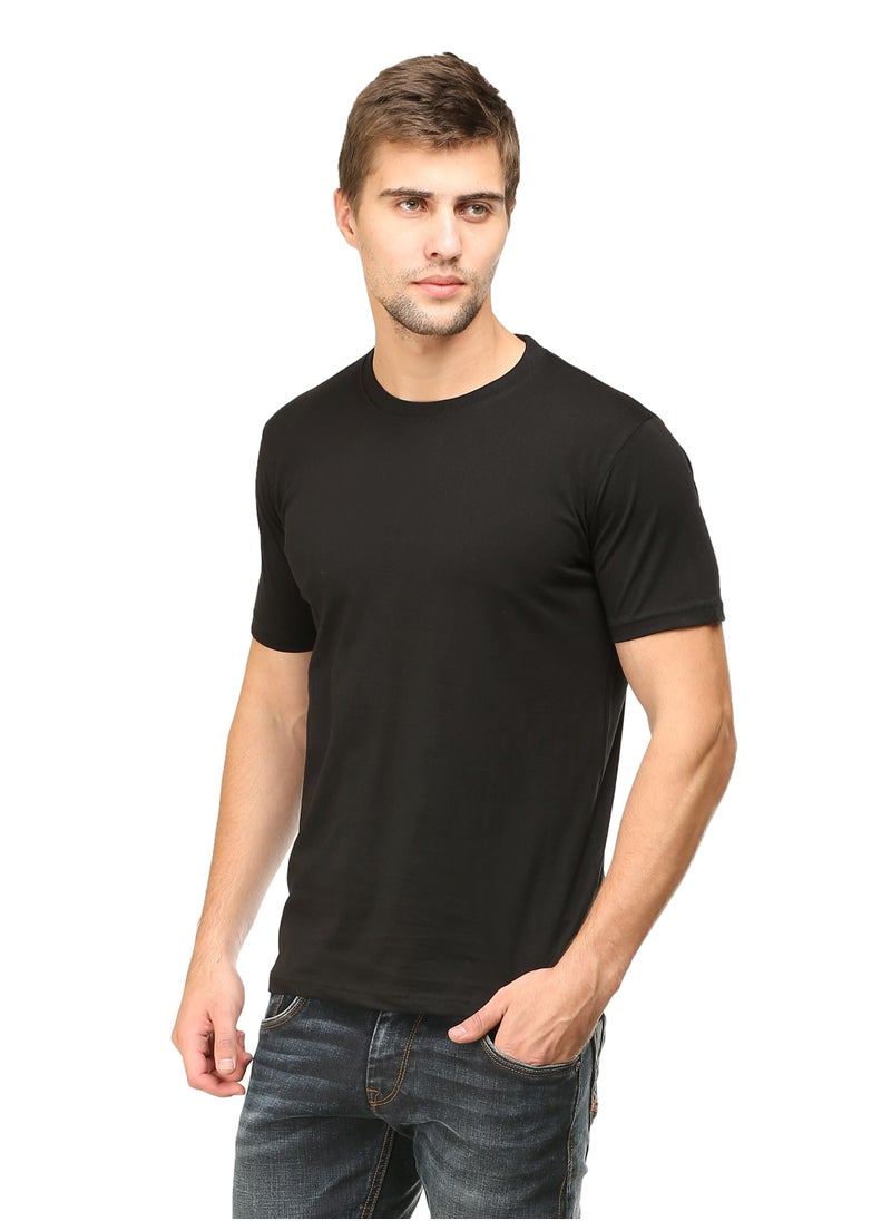 RSO Outfits Black Men's Half Sleeve Round Neck Cotton Tshirt  - Image 3