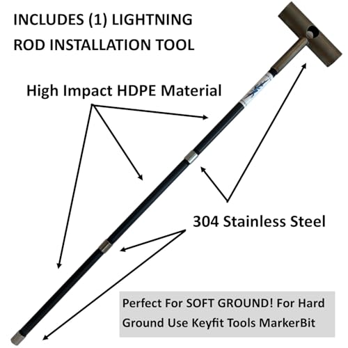 Keyfit Tools Lightning Rod Driveway Markers Installation Tool Snow Plow Stakes Lightning Fast Super Easy Install in Soft Ground Heavy Duty Stainless Steel High Impact HDPE for 516 4 Markers - Image 3