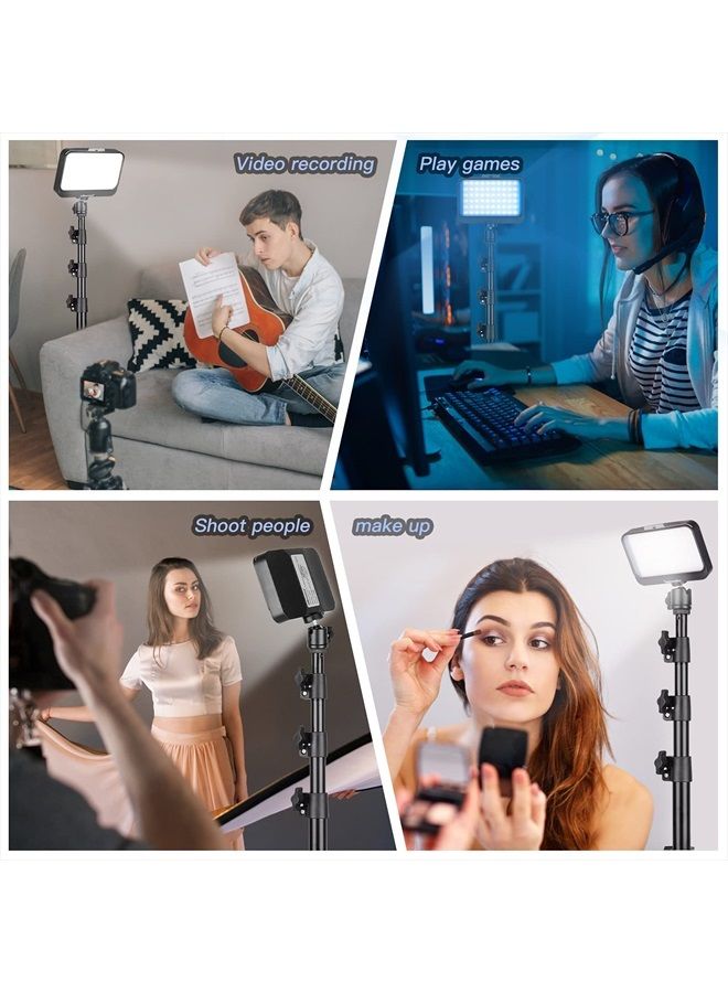 UBeesize LED Video Light Kit, 2Pcs Dimmable Continuous Portable Photography Lighting with Adjustable Tripod Stand & Color Filters for Tabletop/Low-Angle Shooting, for Zoom, Game Streaming, YouTube - Image 2