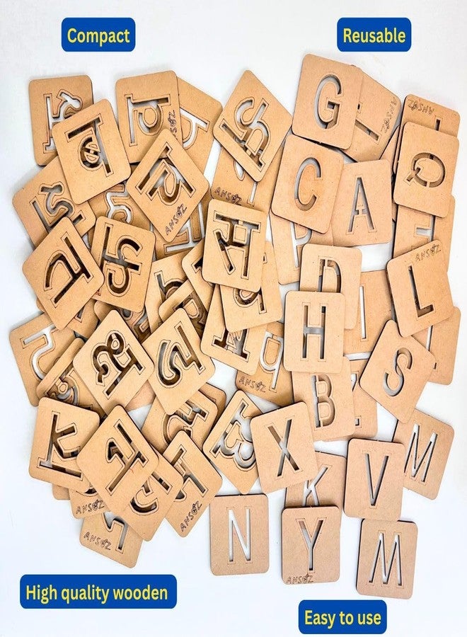 ANSOZ Hindi Vowel Alphabet Stencils Learning Kit, Educational Set with Sketch Pens and Papers (English and Hindi Consonants Combo) - Image 5