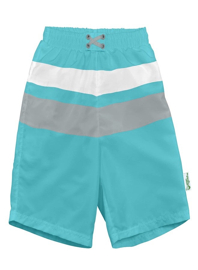 i play. by Green Sprouts Boys' Trunks with Built-in Reusable Swim Diaper, Aqua/Gray, 6 Months