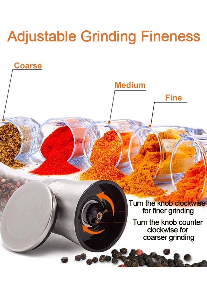 OAGA - Pepper Grinder, Salt And Pepper Grinder Set, 2 Pcs Refillable Stainless Steel Pepper Mill Grinders, Manual Shakers with Adjustable Coarse Mills, Enjoy Your Favorite Spices Pepper Sea Salts - Image 1