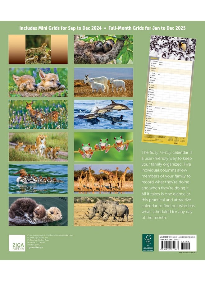 Ziga Media Busy Family Wall Calendar 2025, Monthly January-December 12'' X 14"  - Image 2