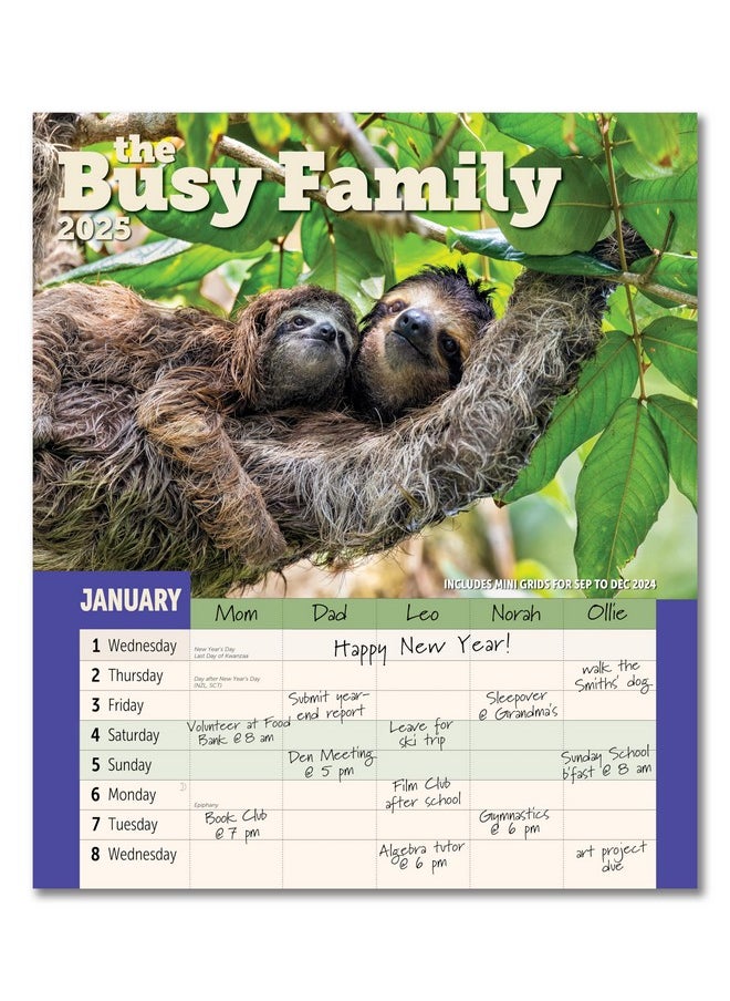 Ziga Media Busy Family Wall Calendar 2025, Monthly January-December 12'' X 14"  - Image 1