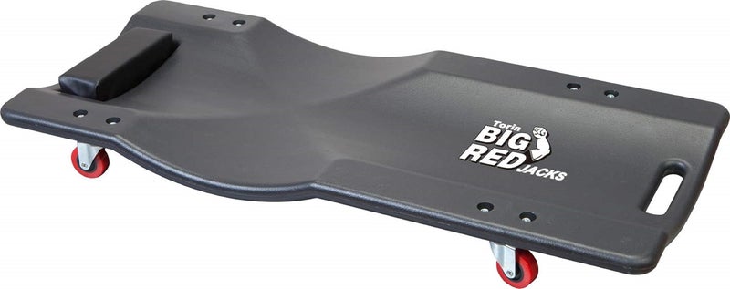 BIG RED 36 Rolling Garage Creeper Shop Creeper Blow Molded Plastic Mechanic Cart with Padded Headrest with 4 Casters350 LBS BlackTR6240P Torin