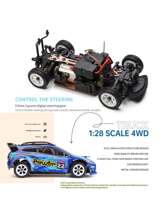 FORCE 1:28 Scale Remote Control Car – 30KM/H High-Speed 4WD RC Drift Car, 2.4GHz Racing Vehicle with Metal Chassis, 130 Brushed Motor, Rechargeable Battery – for Kids & Adults - Image 4