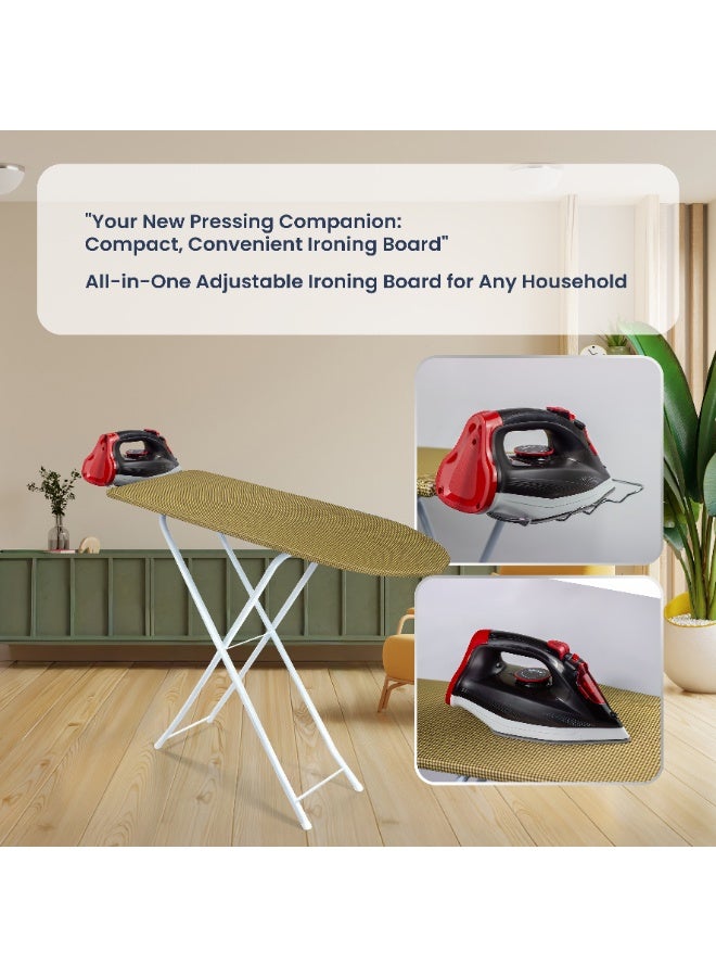 Clean and Care Ironing Board Size A 110cm x 30cm Strong Board 4 Adjustable Heights Iron Durable Stand High Quality Cushion Foldable Space saving - Image 2