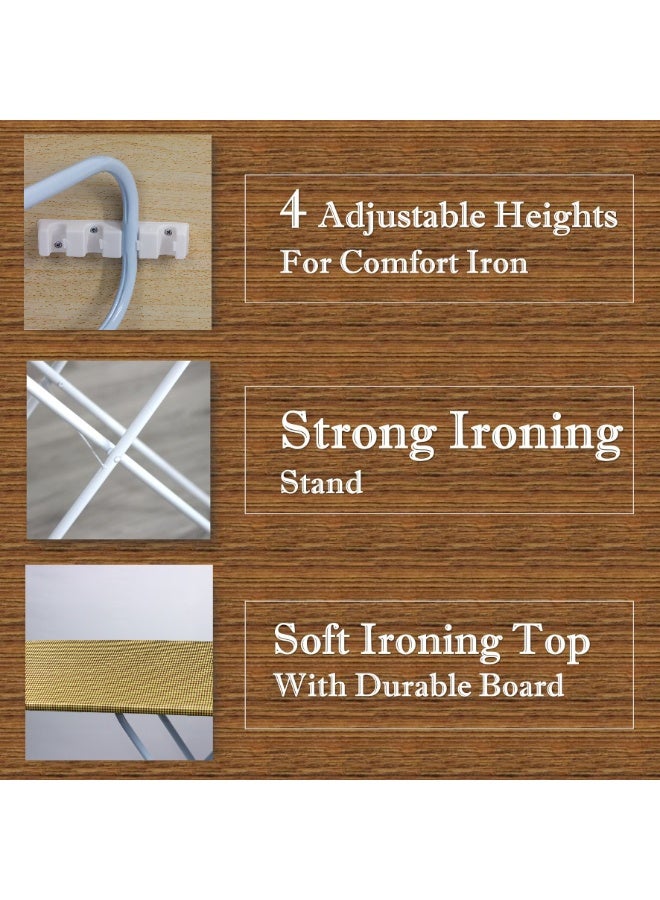 Clean and Care Ironing Board Size A 110cm x 30cm Strong Board 4 Adjustable Heights Iron Durable Stand High Quality Cushion Foldable Space saving - Image 3
