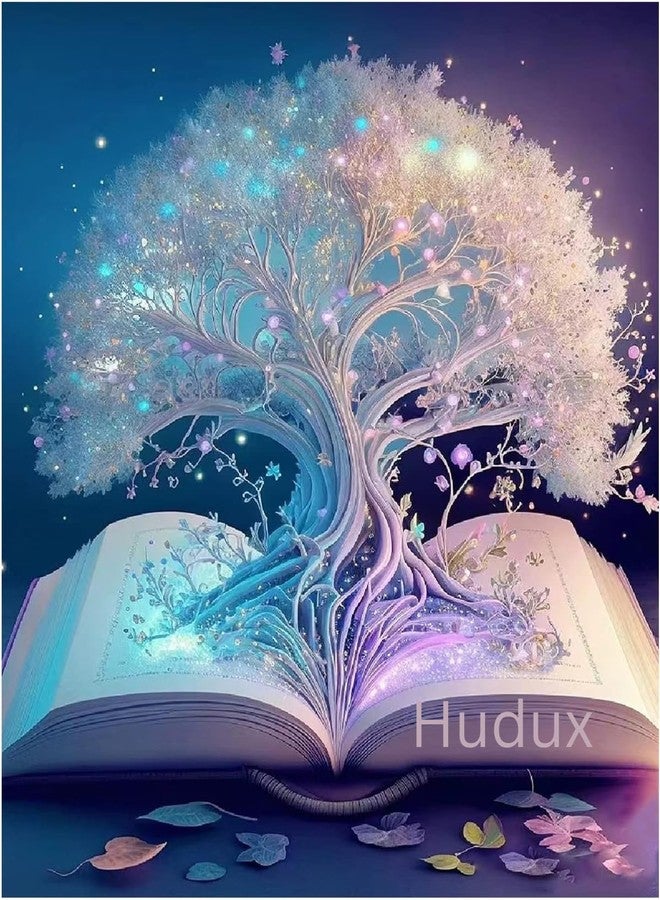 Hudux DIY 5D Diamond Painting Kits for Adults Diamond Art White Tree of Life Diamond Painting Full Drill Crystal Rhinestone Embroidery Craft Kits for Home Wall Decor Gift 30 x 40CM (White Tree) - Image 1