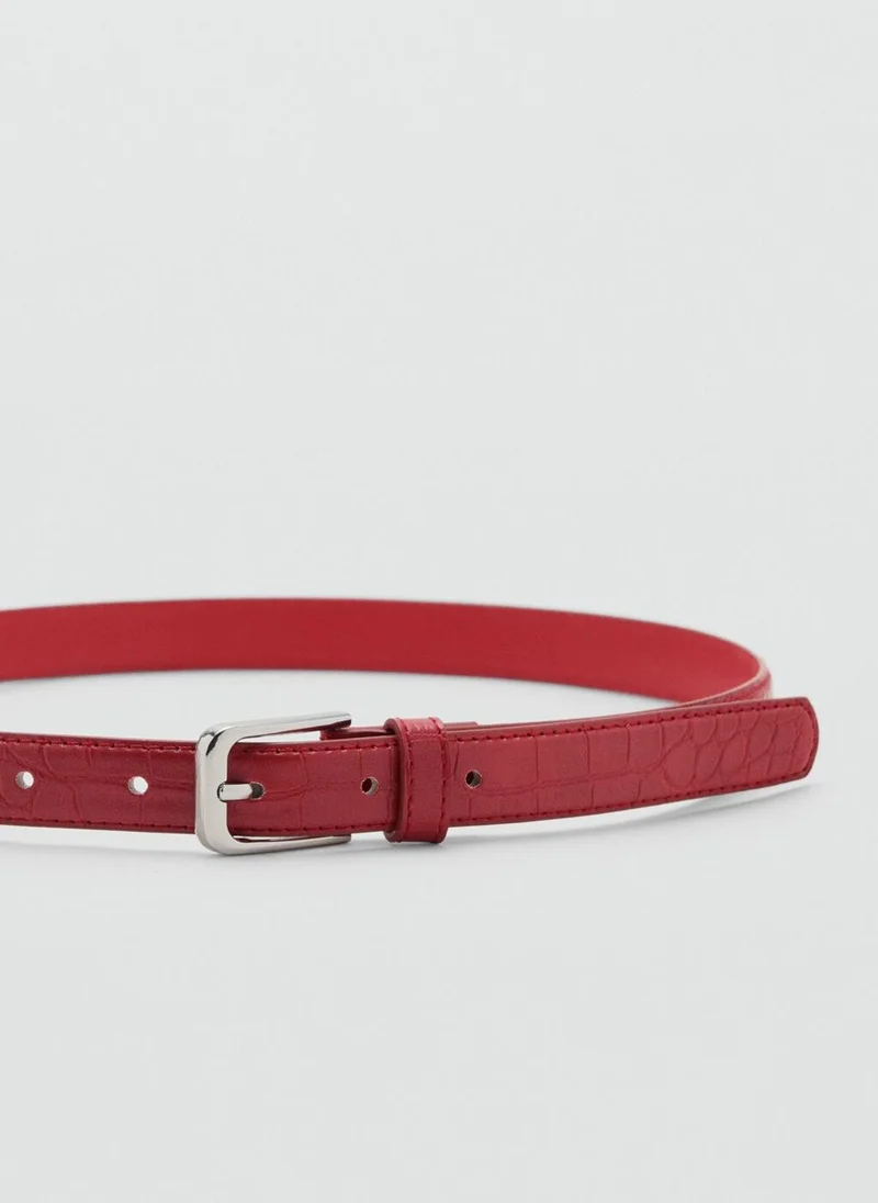 MANGO Fine Croco Leather-Effect Belt