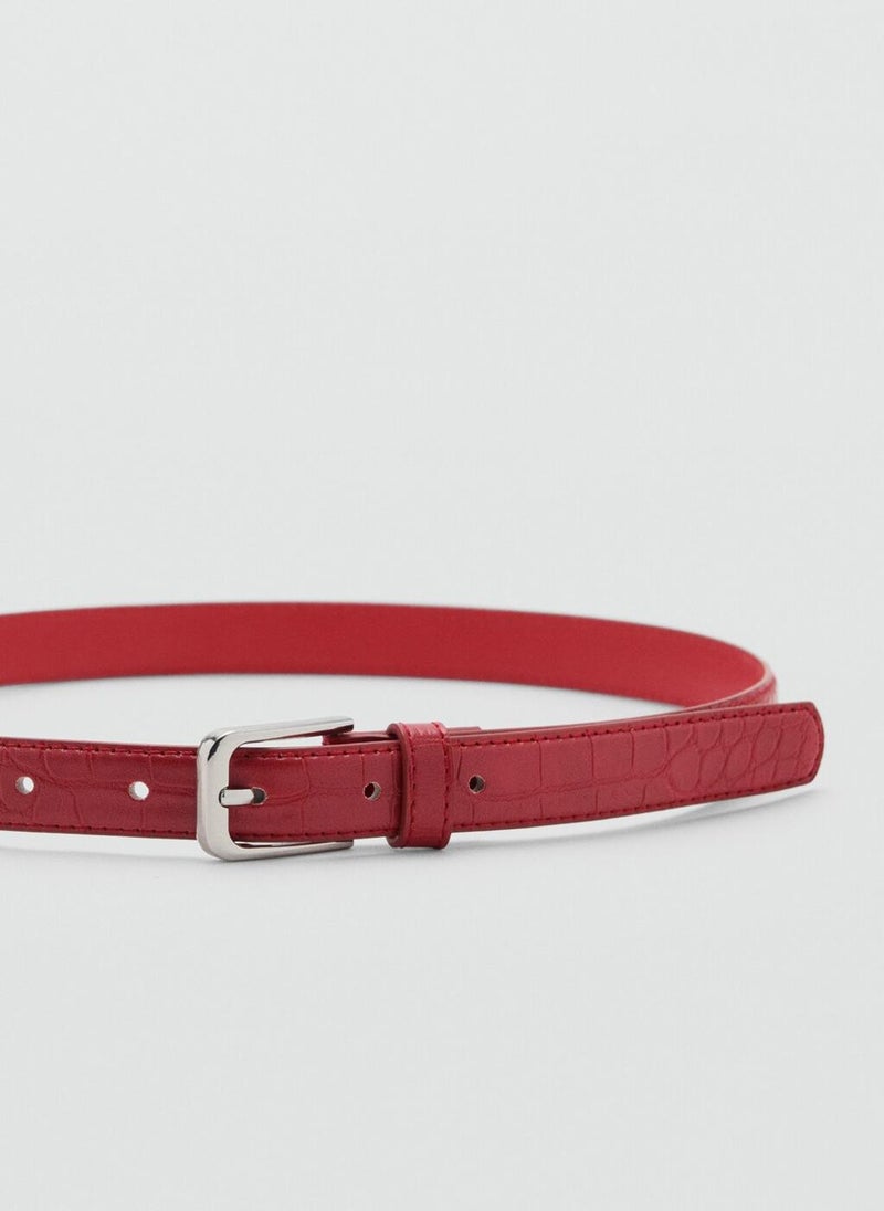 MANGO Fine Croco Leather-Effect Belt  - Image 3