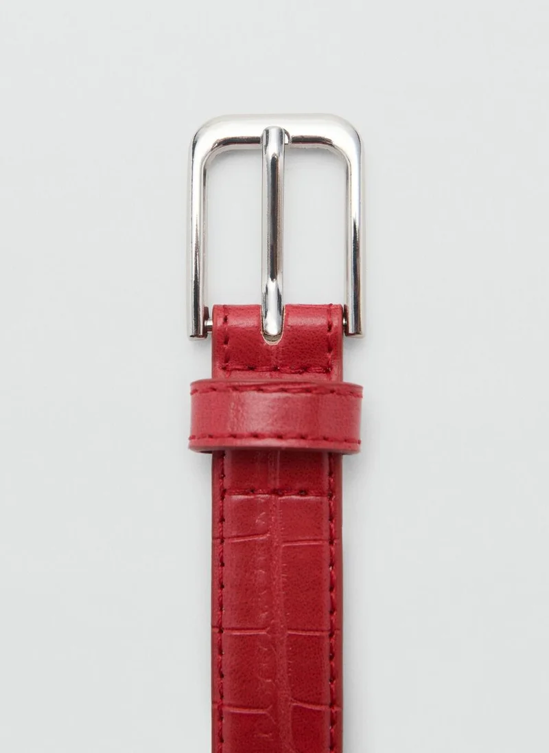 MANGO Fine Croco Leather-Effect Belt
