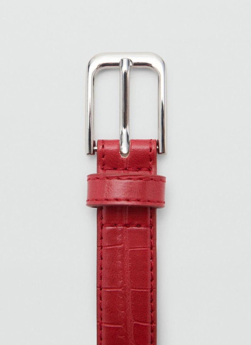 MANGO Fine Croco Leather-Effect Belt  - Image 4