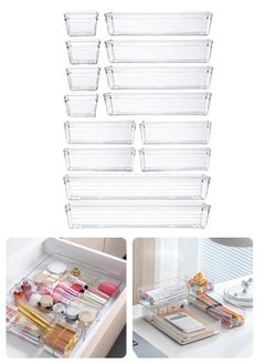 KAREWISH 14 Pcs Desk Drawer Organizer Storage Trays 4-Size Bathroom Drawer Dividers Plastic Vanity Organizers Storage Bins for Makeup, Jewelries, Dresser, Kitchen Utensils and Office Stationery - pzsku/Z3195C6A9E32E50F2C8D3Z/45/_/1702814137/59fbfa03-bcae-4085-979f-7fed118cc004