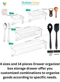 KAREWISH 14 Pcs Desk Drawer Organizer Storage Trays 4-Size Bathroom Drawer Dividers Plastic Vanity Organizers Storage Bins for Makeup, Jewelries, Dresser, Kitchen Utensils and Office Stationery - pzsku/Z3195C6A9E32E50F2C8D3Z/45/_/1702814138/6c4ea8fd-30f5-48db-abe3-e1322ce0a9c2