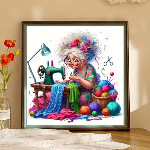 BOHADIY Tailor Diamond Art Kits for Adults, 5D Grandma Diamond Painting Kits for Adults Beginners, DIY Full Round Drill Diamond Dot Painting Gem Art Kits for Adult, Home Wall Decor 12x12 Inch - Image 2