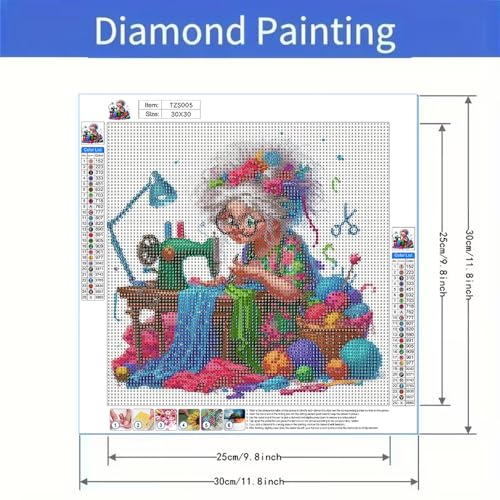 BOHADIY Tailor Diamond Art Kits for Adults, 5D Grandma Diamond Painting Kits for Adults Beginners, DIY Full Round Drill Diamond Dot Painting Gem Art Kits for Adult, Home Wall Decor 12x12 Inch - Image 5