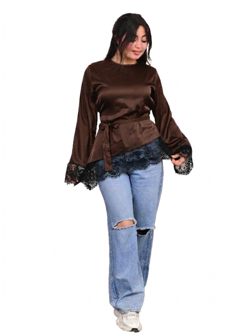 satin dantil blouse - Image 1