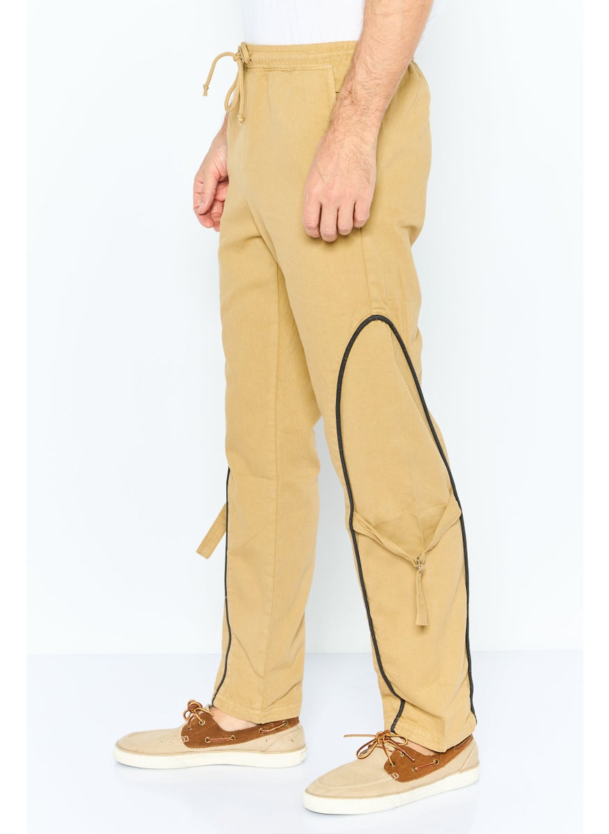 Night Addict Men Regular Fit Solid Sweatpants, Khaki  - Image 3