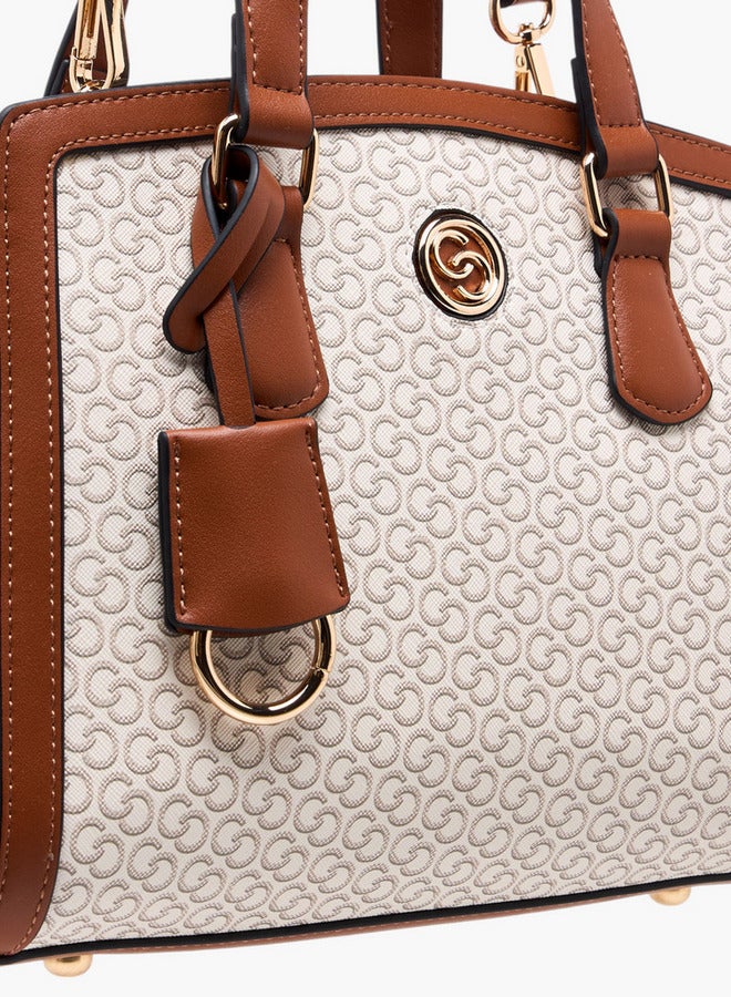Celeste Women's Monogram Print Tote Bag with Zip Closure and Adjustable Strap  - Image 4