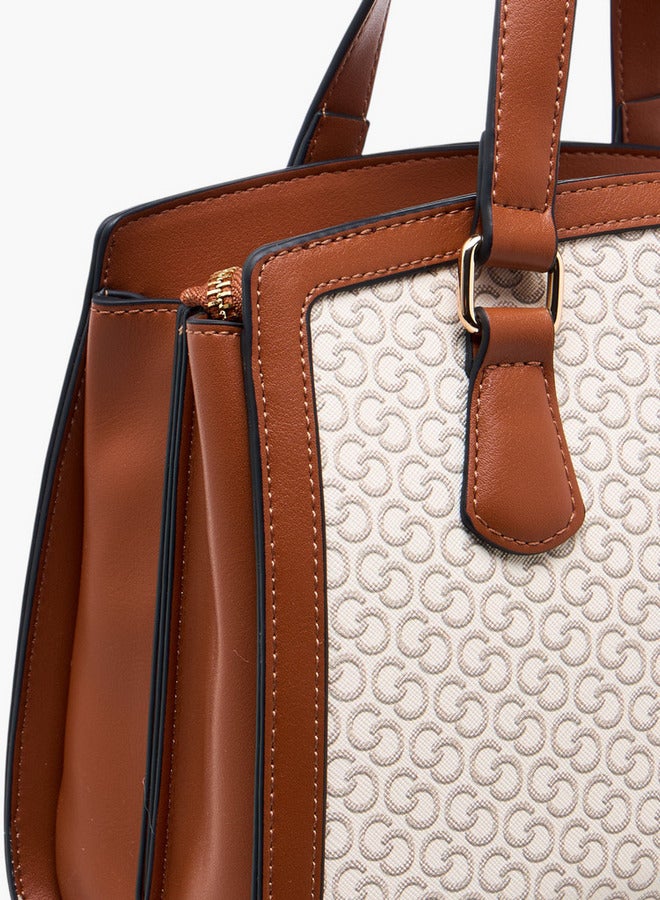 Celeste Women's Monogram Print Tote Bag with Zip Closure and Adjustable Strap  - Image 5