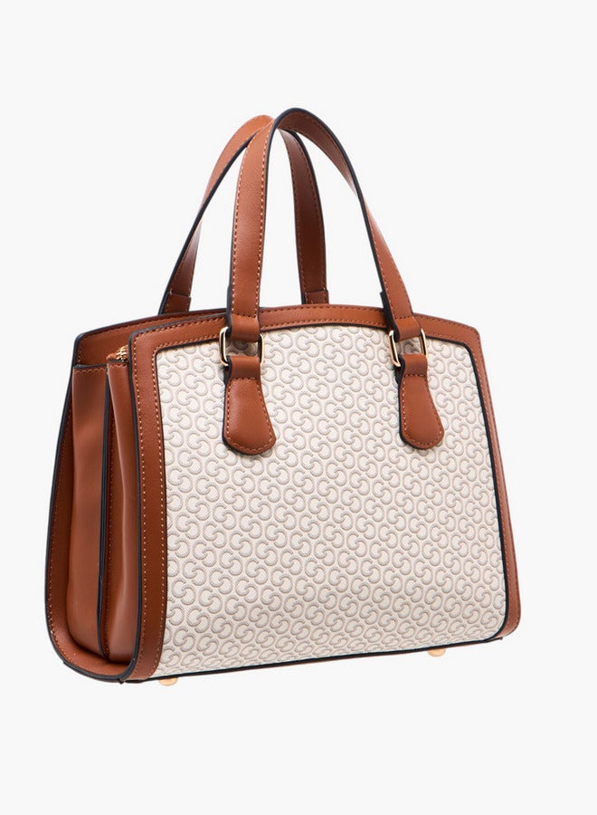 Celeste Women's Monogram Print Tote Bag with Zip Closure and Adjustable Strap  - Image 3