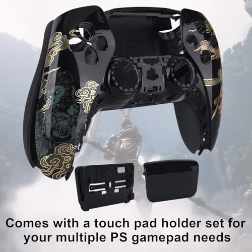 Coolerage Replacement Housing Shell for PS5 Controller,Faceplates Replacement kit for PlayStation 5 Controller,Includes Front and Back Shell,Thumbsticks,Touch Pad, Buttons (Glossy Black) - Image 5