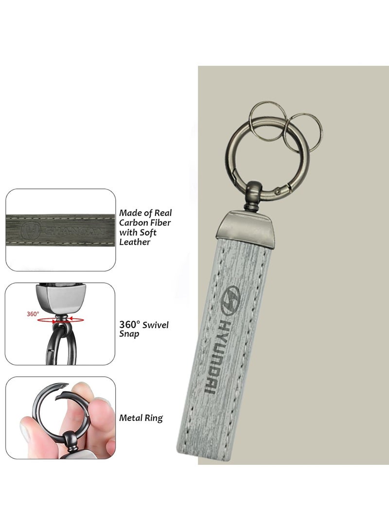 HYUNDAI Car Key Chain HYUNDAI, Metal Ring With Leather Strap Keychain, Home Key Chain White - Image 4