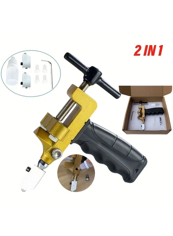 Upgraded 2 In 1 Diamond Tile Glass Cutter Manual Hand Tool For Ceramic Porcelain Glass Cutting Durable Carbide Blade Ergonomic Design Diy Professional Use - Image 1