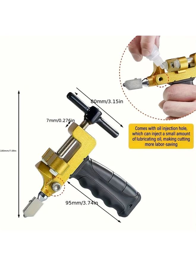 Upgraded 2 In 1 Diamond Tile Glass Cutter Manual Hand Tool For Ceramic Porcelain Glass Cutting Durable Carbide Blade Ergonomic Design Diy Professional Use - Image 2