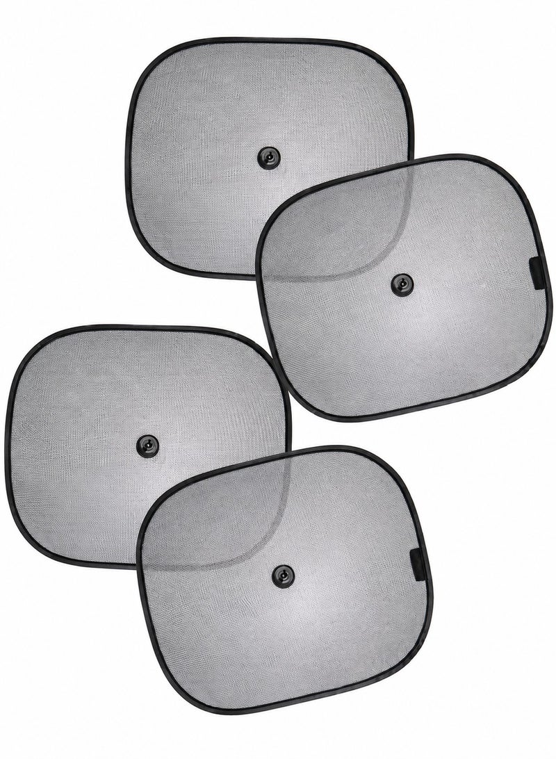 4 Pack Foldable Car Side Window Sun Shades with Suction Cups, UV Protection Mesh Sunshade for Baby Kids Passengers, Heat Shield, Privacy Screen, Glare Blocker, Universal Fit for Cars SUVs Vans, Reusable Auto Window Sun Visor Set Black - Image 1