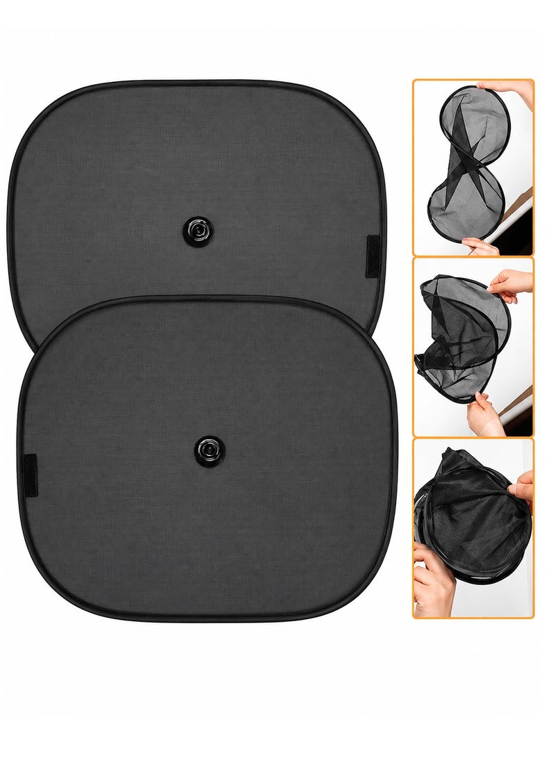 4 Pack Foldable Car Side Window Sun Shades with Suction Cups, UV Protection Mesh Sunshade for Baby Kids Passengers, Heat Shield, Privacy Screen, Glare Blocker, Universal Fit for Cars SUVs Vans, Reusable Auto Window Sun Visor Set Black - Image 3