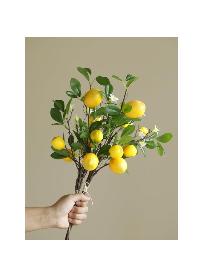 2PCS Artificial Lemons Branches, 8 Head Faux Lemons with Stem Fake Lemon Themed for Kitchen Decoration Party Farmhouse Decor (Yellow) - Image 5