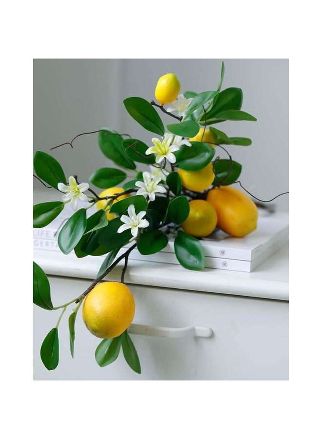 2PCS Artificial Lemons Branches, 8 Head Faux Lemons with Stem Fake Lemon Themed for Kitchen Decoration Party Farmhouse Decor (Yellow) - Image 3