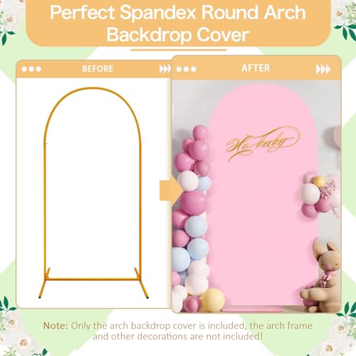 OurWarm Set of 3 Gender Reveal Arch Backdrop Cover, 4FT 5FT 6FT Double-Sided Pink and Blue Wedding Arch Covers, 2 in 1 Spandex Arch Stretchy Backdrop Cover Fabric for Birthday Party Baby Shower - Image 5