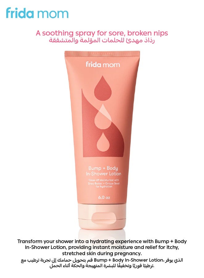 Frida Mom Bump + Body In-Shower Lotion | Hydrating Rinse-Off Moisturizer with Shea Butter & Grape Seed | Pregnancy Safe, Dermatologist Tested | 6oz - Image 3