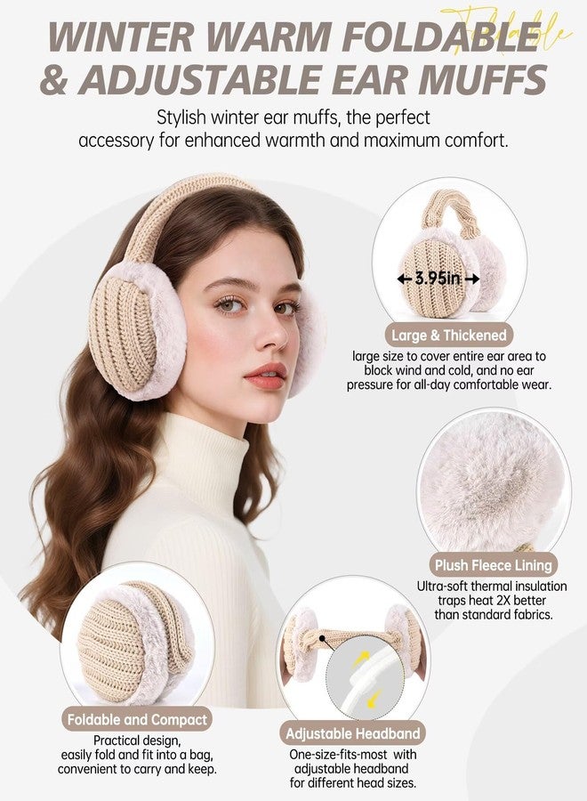 APEVAN Winter Hat Gloves Scarf Earmuffs Set for Women, Fleece Lined Beanie Long Scarf Touchscreen Gloves Ear Warmer, 4 in 1 Gift Set, Black, One size - Image 3